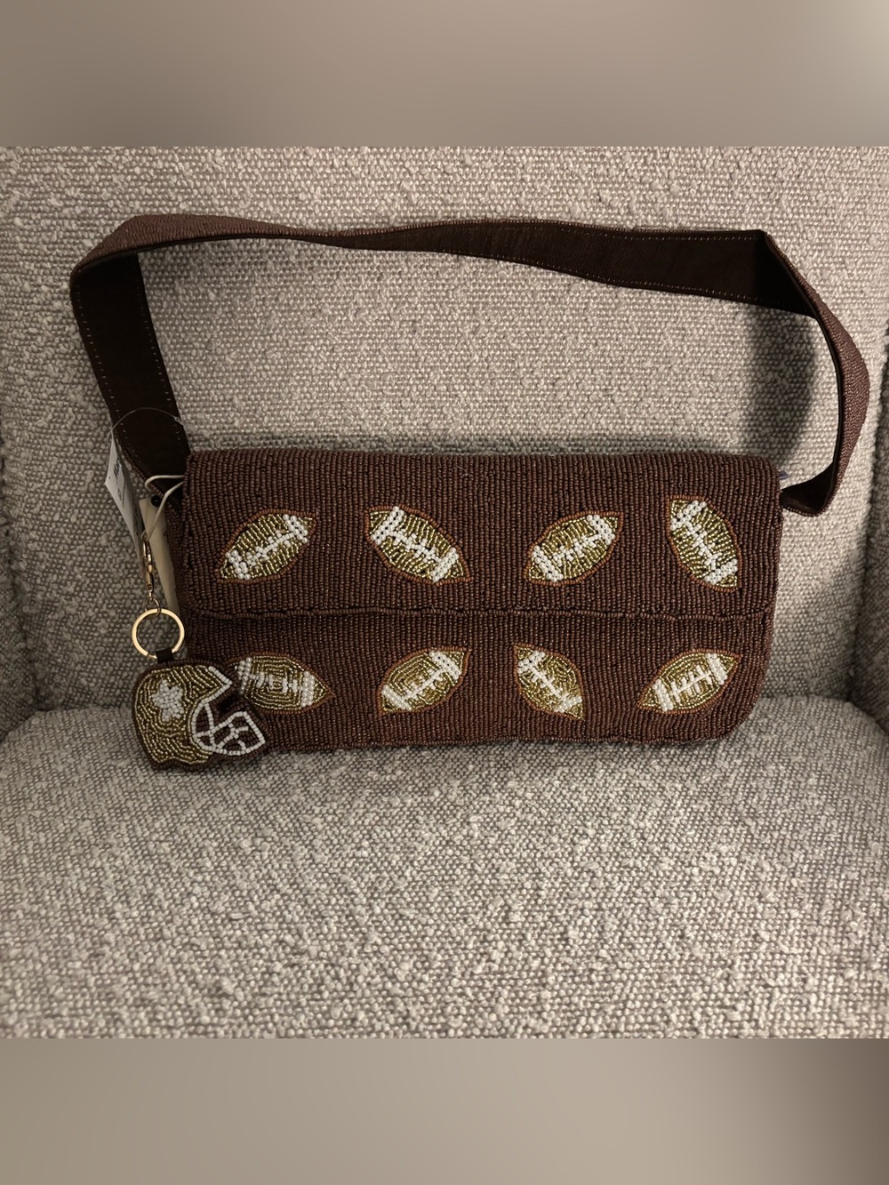 Sol and Mer Brown Beaded Shoulder Bag
